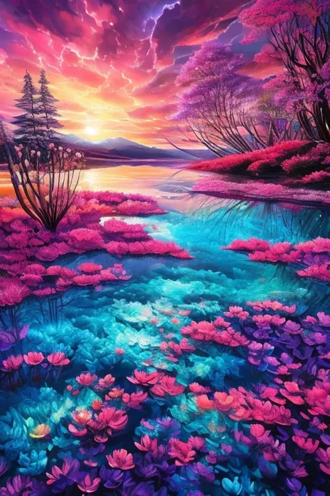 Crystal acrylic paint painting, Imagens cristalinas, luminoso, Em uma fascinante paisagem de arte conceitual de jogo, lago nevoento de inverno, Tons Cool, High angle photos from above, See a masterpiece of precision and complexity, Incredible attention to ...