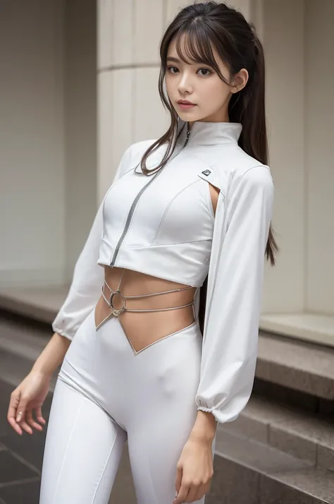 ​masterpiece(Best Quality, hight resolution, )a 25yo woman, 美Right詳細な eyes, 美Right詳細な唇, long eyelashes, flawless skin, Natural makeup, length hair,Flowing in the wind,Rin々Right,standing athletic pose,see -through,White Mechanical Suit,美Rightin detail,the m...