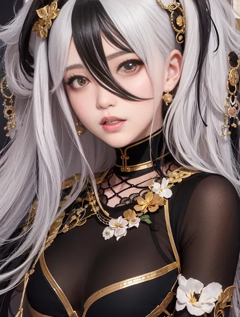 un primer plano de una mujer con cabello largo y rubio que llevaba un sujetador negro, Lalisa Manobal, con cabello largo y ojos penetrantes, artwork in the style of Guweiz, Guweiz, Modelo IG | Artgerm, Lalisa Manoban de Blackpink, seductora chica de anime,...