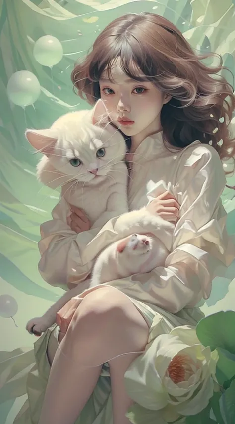 masterpiece,best quality,fenhong,1 girl with a cute pet,