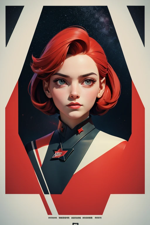 Masterpiece, Best Quality, 1 Girl, Space Thriller Movie Poster, Bauhaus, Shape, Line, Abstract, Constructivism, Soviet, red_star, communism_propaganda