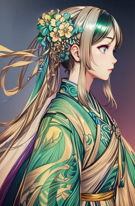 1girl, (shiny skin:1.2), detailed gorgeous and sexy hanfu, detailed colorful hair ornaments, exquisite and delicate eyes, break,...