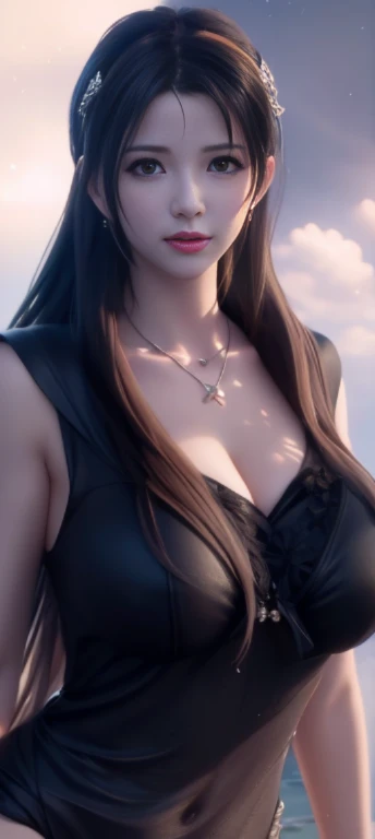 a close up of a woman in a naked near a body of water, trending on cgstation, seductive tifa lockhart portrait, beautiful alluri...