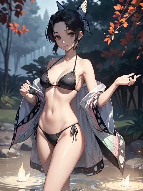 slender frame, graceful posture, slender fingers, willowy limbs, ethereal presence, black bikini,