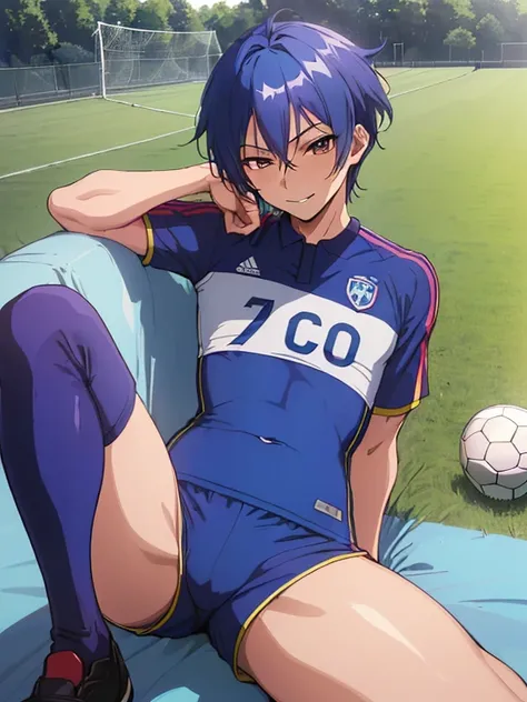 (((Official art,superfine illustration,hight resolution, masutepiece, best qualtiy,Best Quality,)))hightquality, detaileds, (A little boy),12 years old, A young ace striker male idol with a super cute face,A boy as beautiful as Planding, Cool handsome face...