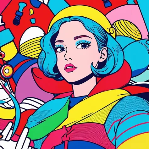 Illustration style、pop art, colorful