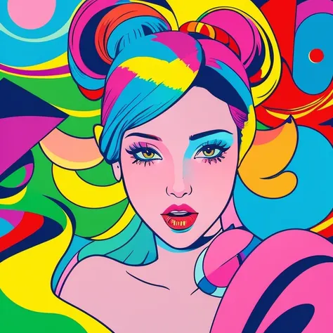 Illustration style、pop art, colorful