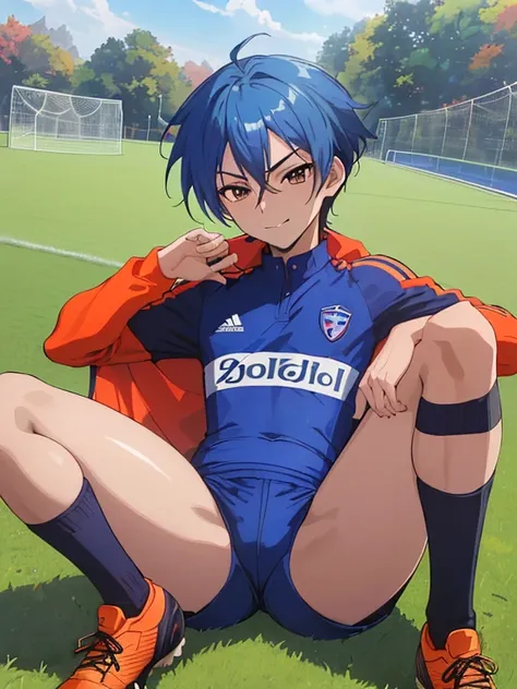 (((Official art,superfine illustration,hight resolution, masutepiece, best qualtiy,Best Quality,)))hightquality, detaileds, (A little boy),12 years old, A young ace striker male idol with a super cute face,A boy as beautiful as Planding, Cool handsome face...