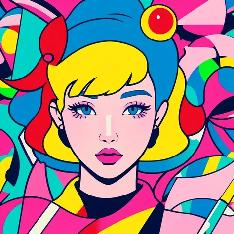 Illustration style、pop art, colorful