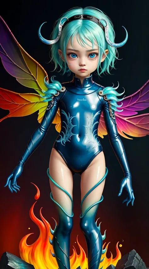 (best quality: 1.4), (masterpiece: 1.2), detailed, complex, high resolution, iridescent colors, A charming and fascinating creature with otherworldly forms that blend the best aspects of the monster human form and the innocent charm of a precocious child, ...