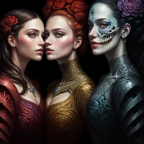 A detailed ultra hd painting of many different types of bones by android jones, Earnst Haeckel, James Jean. Winner of the Behance Contest, generative art, Baroque, intricate patterns, Fractalism, Film still, Photorealistic, Portrait of a beautiful woman su...