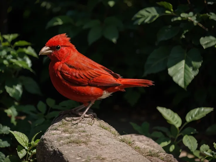 cute red bird perched outdoors