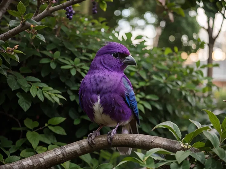 cute purple bird perched outdoors