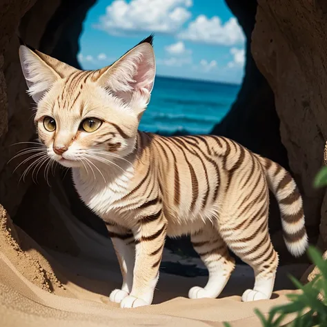 (Sand cat:1.2)  in the style of Lisa Frank