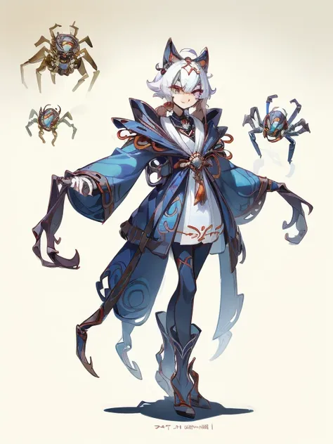 1 Anthropomorphism of spiders, Standing at full height，独奏, (tmasterpiece，top Quority，beste-Qualit), ((Anthropomorphism of spiders)), 独奏, Concept art of a spider&#39;s human body structure, Winner of the Character Design Contest, Cyberpunk spiders, ((Spider...