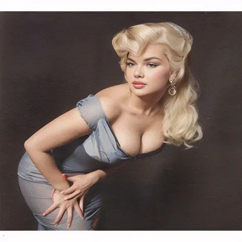 foto de una mujer con un vestido posando para una foto, Gill Elvgren, Jayne Mansfield in swimsuit, Estilo Gil Elvgren, por Roy Dalgarno, Pinup art, Photograph by Bill Brauer, Pinup, Pinup girl, Obra maestra de Paul Outerbridge, por Bob Ringwood, Retrato de...