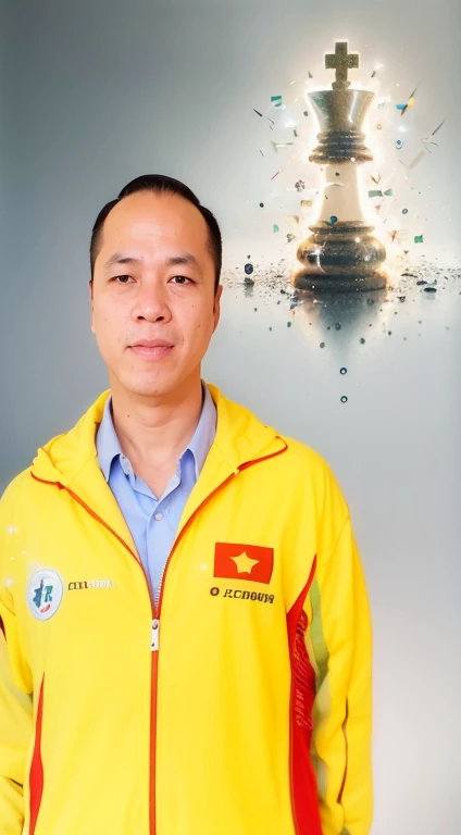 arafed man in yellow jacket standing in front of a chess piece, phong yintion j - jiang geping, bao pham, dzung phung dinh, hoang long ly, quy ho, professional profile picture,  my linh, ngai victo, phuoc quan, profile picture 1024px, darren quach