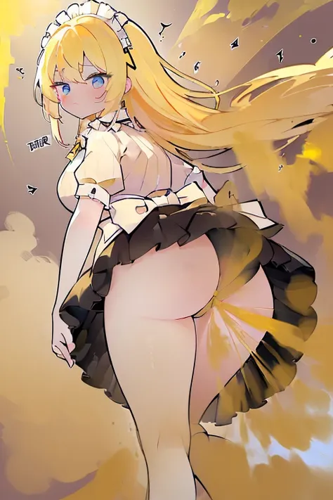 ((Blonde longhair))),Yellow smoke,Attacked by farts, Attack with farts,)),((Sticking out the butt)),((),velocity,, (((Yellow smoke is rising ))),((Hip Attack)),((),((Facing this way))),​masterpiece:1.2、top-quality)、(the Extremely Detailed CG Unity 8K Wallp...