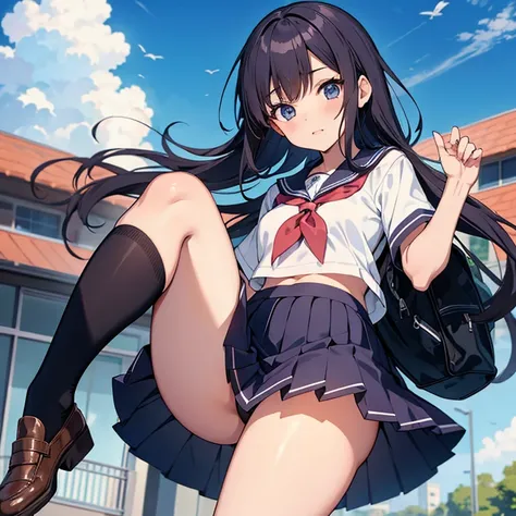 Anime Girls Schoolgirl Uniform Skirt Thigh Panty Shot Open Legs  School