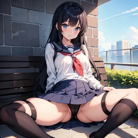 Anime Girls Schoolgirl Uniform Skirt Thigh Panty Shot Open Legs  School