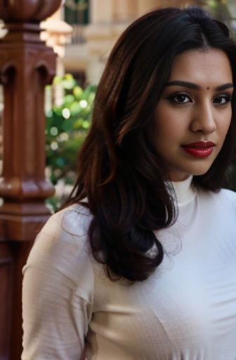 beautiful gorgeous glorious bollywood actress, standing in garden, glorious gorgeous face, pretty face, bright eyes, bright eyes...