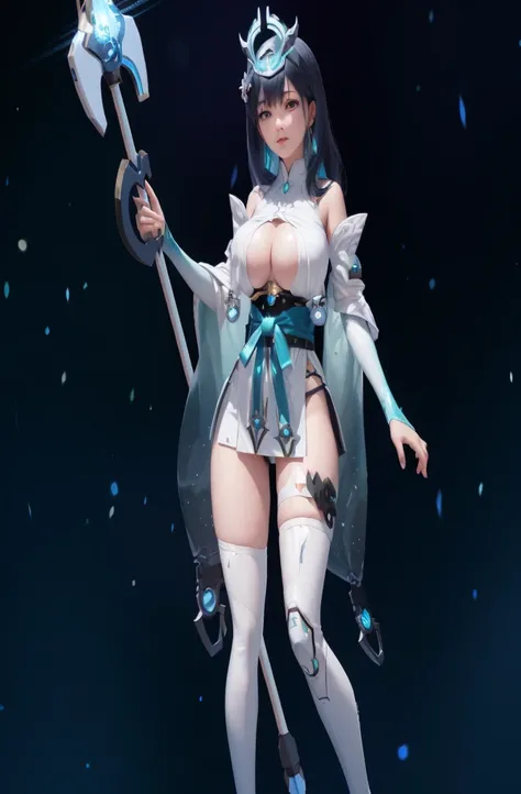 ((NSFW)), anime: imagen de estilo de una mujer vestida de blanco sosteniendo una espada, 3D render character art 8 k, lunar themed attire, Tendencias en CGVatstation, Cushart Krenz Key Art Femenino, 2. 5 d cgi anime fantasy artwork, Arte detallado de alta ...