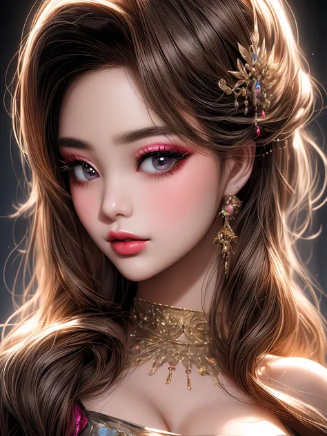 a close up of a barbie doll wearing a tiable, popular korean makeup, popular south korean makeup, artdoll, anime barbie doll, portrait of barbie doll, bjd, artificial intelligence princess, face - up, dollfie dream, fantastic details full face, portrait of...