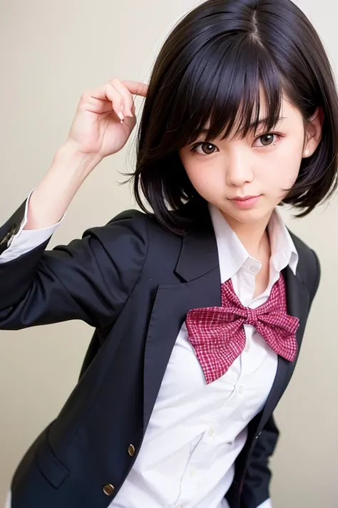 summer blazer、realistic schoolgirl、Short black hair、schools、soio、hight resolution、hightquality