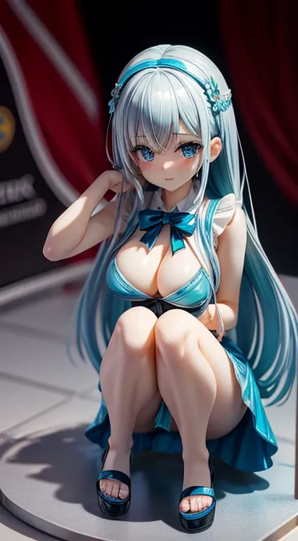 Real perfect view,Ultra Miniature Paintings,shiny revoltech,Embarrassing crying face,plastic model woman, Slender big,Put out the nipples,Silvery hair,Wet skin,thin waist,light blue see-through vinyl sailor,see-through mini skirts,sitting on,depth of field...