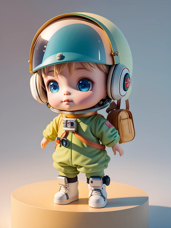 There is a little doll with helmet and helmet, cute 3d rendering, little astronaut looking up, portrait anime space cadet boy, cute 3d anime boy rendering, cute detailed digital art, male explorer mini cute boy, 3d rendering stylized, 3d rendered character...