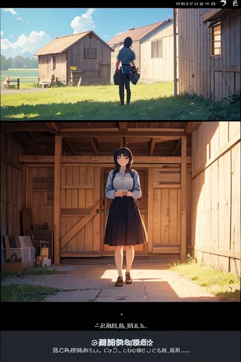 1. A woman standing in front of a barn with hay in an animated scene.
2. (anime:1.1) Anime scenery.
3. 2019 animation screenshots.
4. TV animation stills.
5. Animated film screenshots.
6. (anime film:1.1) Scenes from anime.
7. (animated movie screenshots:1...