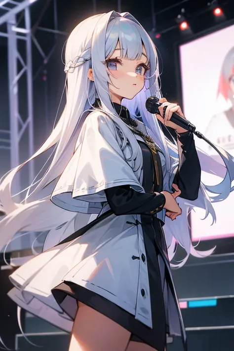 silver hair long hair female idol cute neat