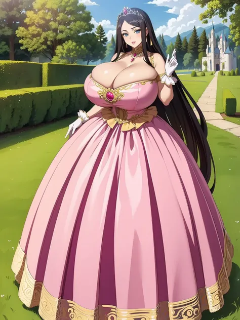 Masterpiece, High resolution, Code Geass, Kallen Stadfeldt 1girl, (((bimbo))), long black hair, blue eyes, puffy lips, painted lips, thick lips, wide hips, thick thighs, huge breasts, huge ass, revealing cleavage, erotic, Smile face, bubble butt,Masterpiec...