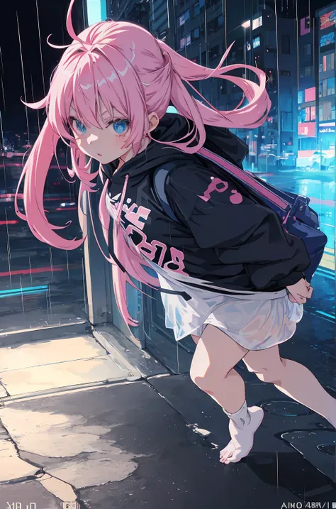 anime girl in the rain with a backpack and a backpack, anime style 4 k, cyberpunk anime girl in hoodie, 4k anime wallpaper, anime art wallpaper 8 k, anime art wallpaper 4k, anime art wallpaper 4 k, anime wallpaper 4k, anime wallpaper 4 k, anime style. 8k, ...