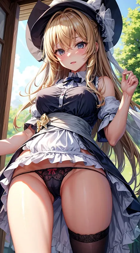 Marisa Kirisame opens her legs and shows off her panties