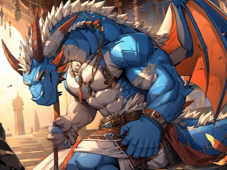 Incredibly beautiful muscular dragon with legendary appearance.