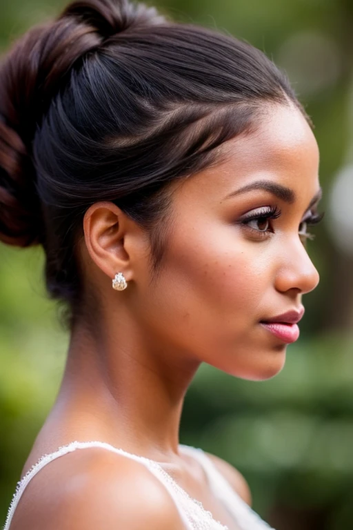 Penteado beleza e cuidados com o cabelo mulher negra bonita com longos cabelos pretos naturais, imagem de meio corpo, retrato glamour para