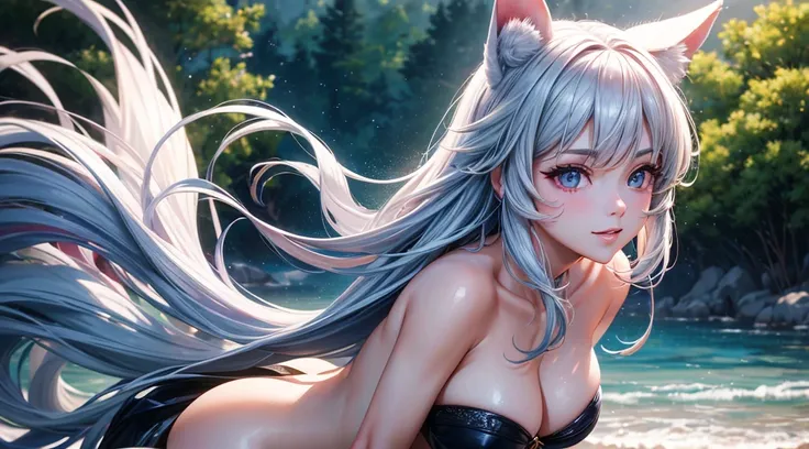 Cinematic footage, full medium closeup, a gorgeous 18-year-old kemonomimi woman soft pale skin, cute and youthful face, well-defined eyebrows, delicate nose, plump and round lips, ultra-detailed,  

photo-realistic, depth of field, cinematic lighting, IMAX...