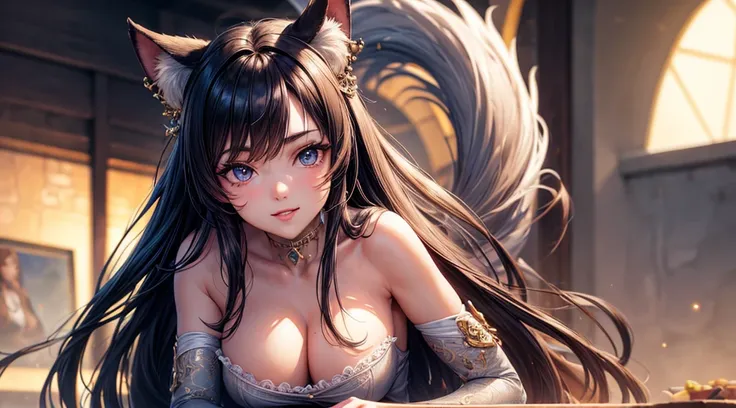 Cinematic footage, full medium closeup, a gorgeous 18-year-old kemonomimi woman soft pale skin, cute and youthful face, well-defined eyebrows, delicate nose, plump and round lips, ultra-detailed,  

photo-realistic, depth of field, cinematic lighting, IMAX...