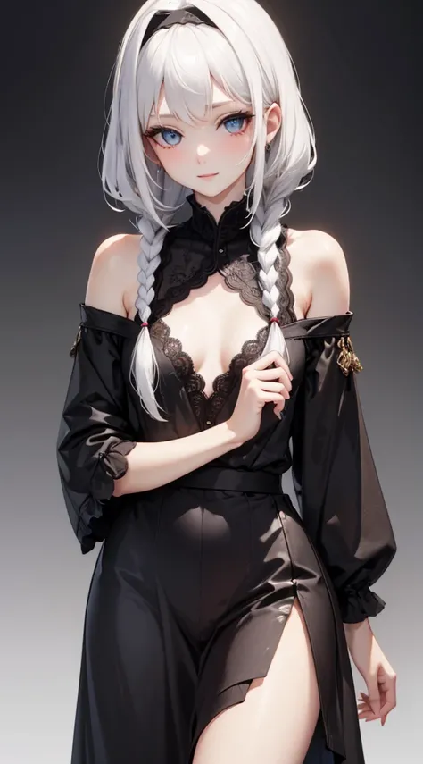 ((thawb)), braid, ((short bangs:1.4)), (white hair), (best quality:1.3), (highres1.3), (clear1.3), (8k:1.3), masterpiece, (detailed:1.1), 1girl, beautiful detailed eyes, beautiful detailed lips, extremely detailed eyes and face, long eyelashes,, blue eyes,...