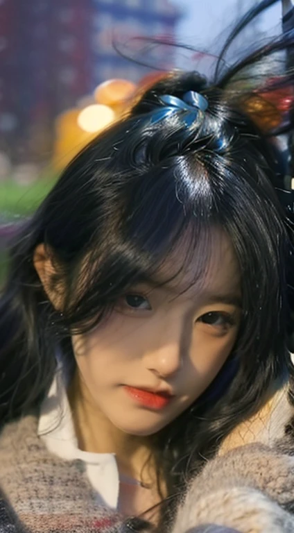 1个Giant Breast Girl, 175cm,Korean K-pop idols and models ,23years old,Soft body, ccurateblack hair, curlies,full bodyesbian, Hair grows to the waist, full bodyesbian,((From head to leg)),closeup cleavage, 8K, RAW photogr, Best quality at best, tmasterpiece...