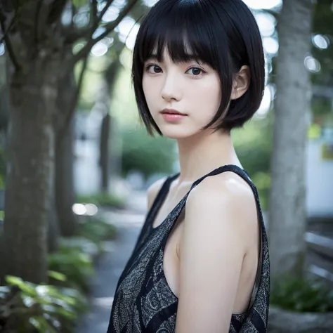 28-year-old woman,A dark-haired,Very Shorthair,reallistic,japanes,cool,A slender,A slender,