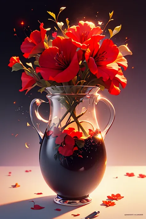 ((Transparent)) red hibiscus flower, transparent petals, ((focus on flowers)), ((hibiscus flower)), ((particle effects:1.5)), ((black background)), (best quality, 4k, highres, masterpiece:1.2), ultra-detailed, (realistic, photorealistic, photo-realistic:1....