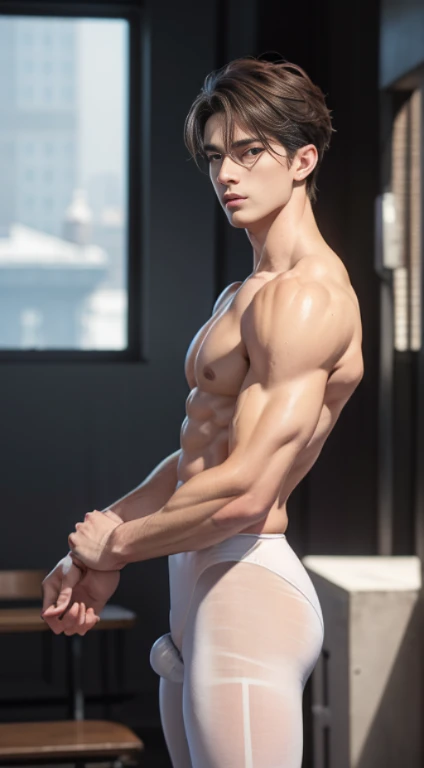 (One Man), (Side view), Male handsome muscular ballet dancer, 「Swan Lake」A male ballet dancer who dances in the world has an impressive appearance. He is tall and has a lean physique, with long, Have fun on stage々Elegant limbs that seem to glide. His stron...