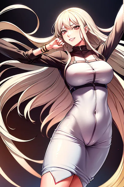 1youthful, {bara}, Upper body ,{{ {olhando at viewer}}}, Side Arm, Concept Art, white background,  background, White Hair, silver gradient hair , complex fabric, Asymmetrical clothes, Virtual YouTubers, bestquality, masterpiece, dynamic angle, Wrong gear, ...