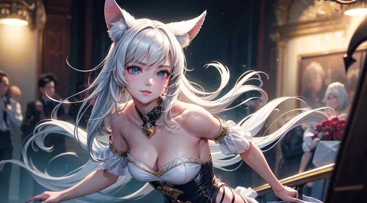 Cinematic footage, full medium closeup, a gorgeous 18-year-old kemonomimi woman soft pale skin, cute and youthful face, well-defined eyebrows, delicate nose, plump and round lips, ultra-detailed,  

photo-realistic, depth of field, cinematic lighting, IMAX...