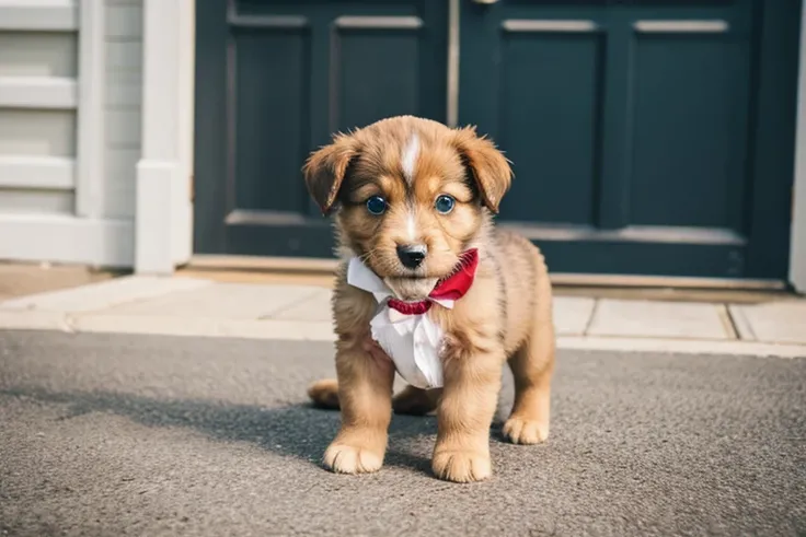 cute puppy posing as a businessman