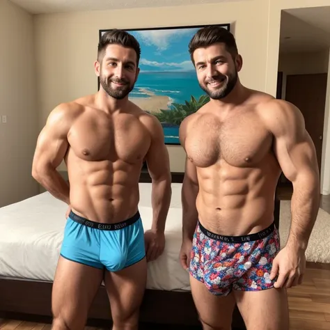 30 year old hot dad and his son, en boxers, con bulto grande en la entrepierna, se tiene que ver la cara.