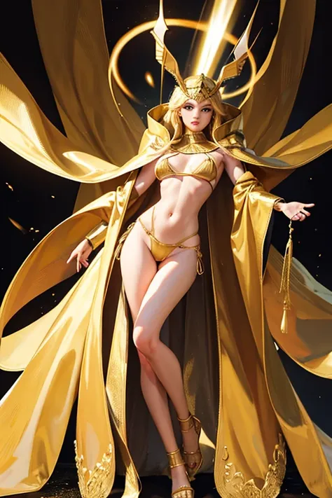 Pharaoh&#39;s golden hair, cape, full-body bikini, almost no coverage of his body