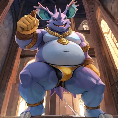 Crie personagens do game Pokémon Go Pokémon Unity  nidorino, nidoran, nidoqueen,


 He wears clothing and accessories from Viking culture, pernas abertas, visão de lowangle, eye level shot (virilha),    personagem solo,Just huge morbid thighs, gordinhas, e...